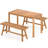 3 PCS Acacia Wood Patio Dining Set with Slatted Seats for Deck, Lawn and Backyard