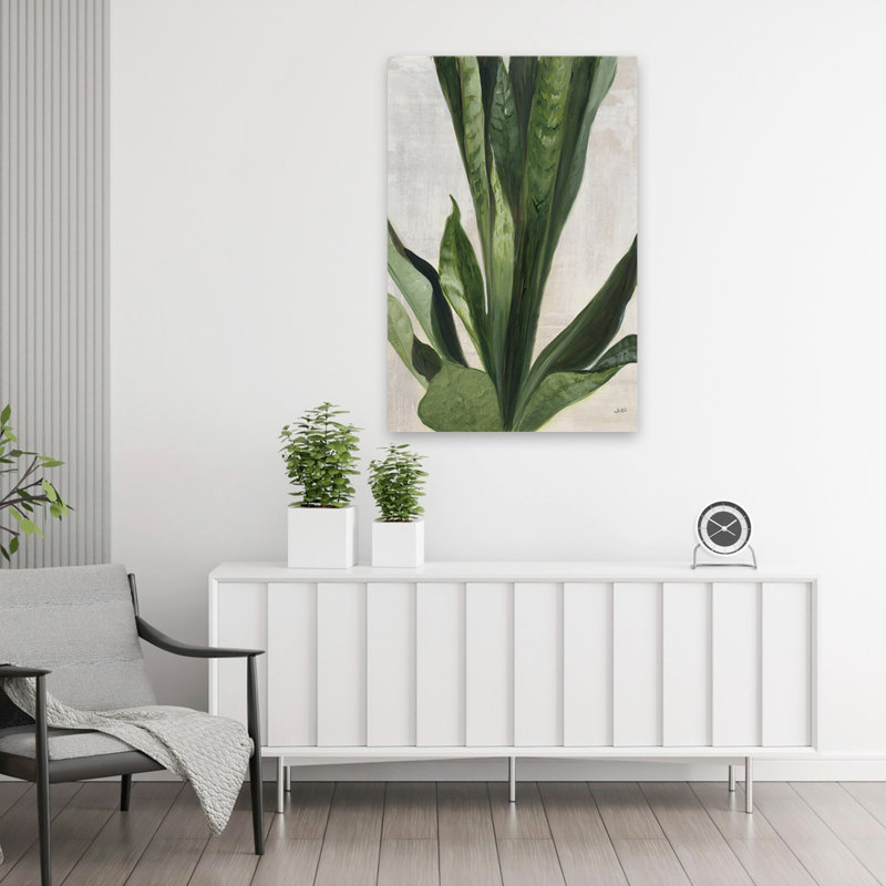 Botanique et crème, étude tropicale III, art, H 36 po x l 24 po