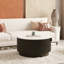 Table basse ronde en marbre blanc Bensinger