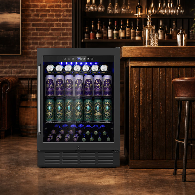 Refroidisseur à boissons 24 pouces autoportant / encastré de 24 pouces - Réfrigérateur de bar domestique silencieux et écoénergétique