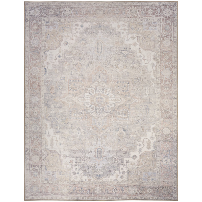 Hennings Machine Washable Vintage Area Rug, Rectangle 9' x 12'