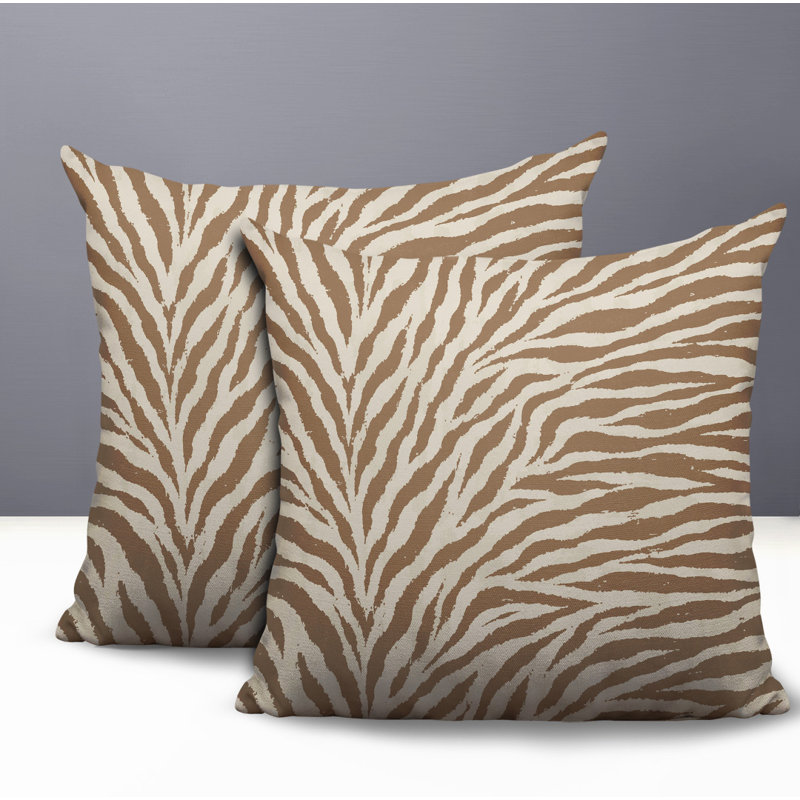 Oreiller réversible Jay Zebra, 20x20, Beige