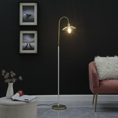 64.25" In Industrial Farm Pendant Cage Satin Matte Metal Floor Lamp