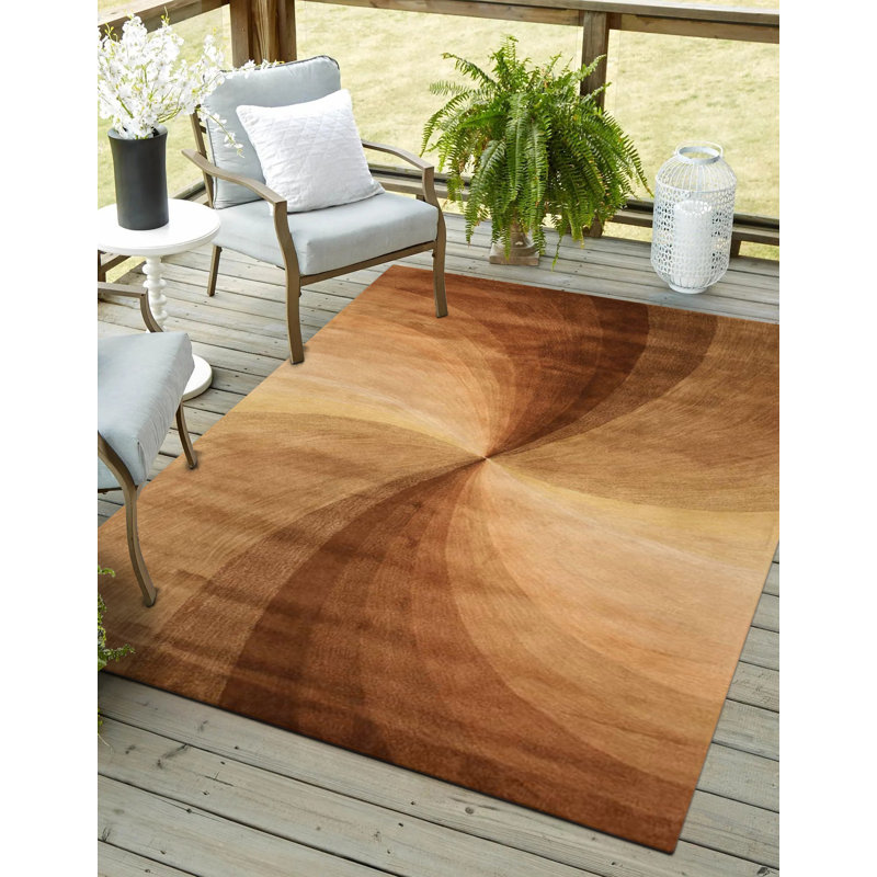 Tapis en laine touffeté à la main brun clair Ava, Rectangle de 5 pi x 8 pi