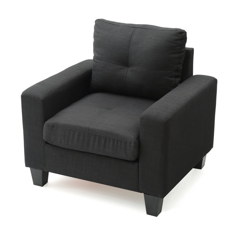 Vegas W Polyester Armchair, Modern Club Chair, Black Cotton Twill