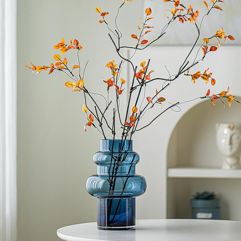 Transparent Blue Bubble Glass Vase