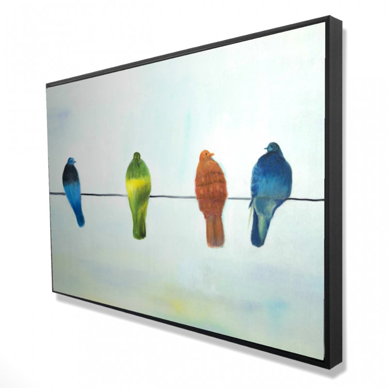 Perchoir, reproduction d'oiseaux abstraits sur toile, H 36 po x l 24 po