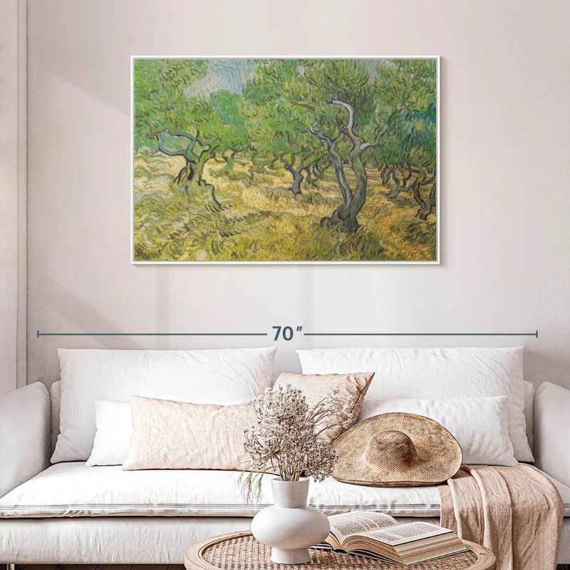Olive Grove, 43 po x 29 po, Cadre flottant blanc
