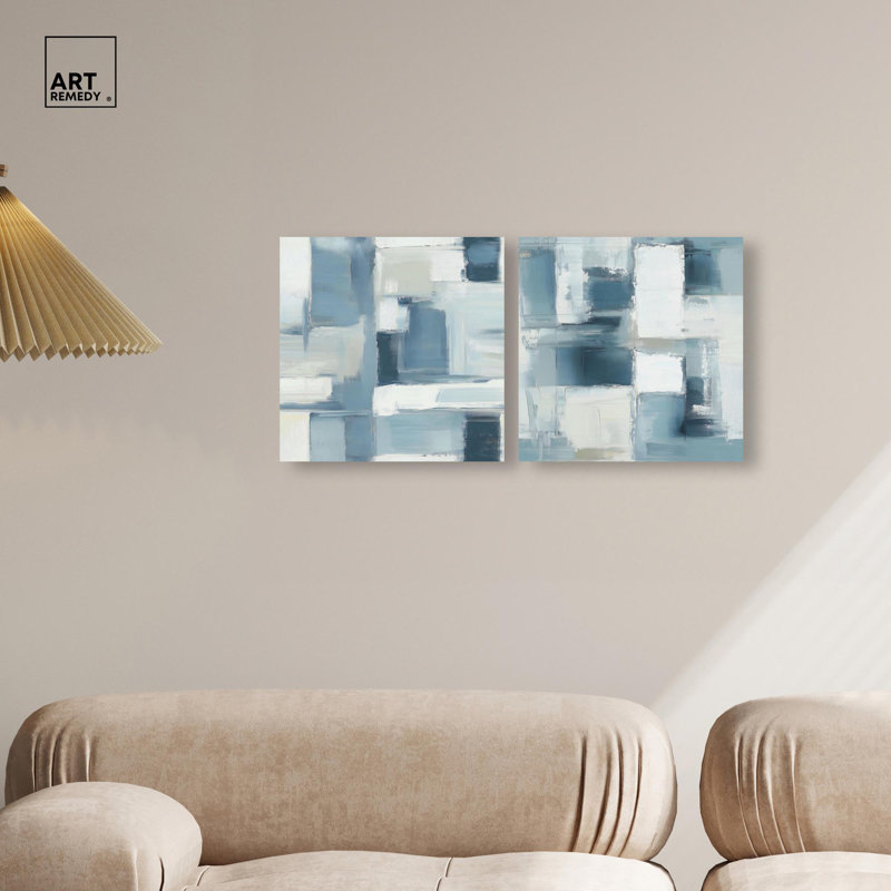 Modern Pair Abstract Art 2 Panel Set Canvas Print by , Wrapped Canvas, Does Not Apply, 12" H x 12" W