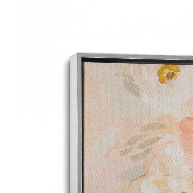 «Blush Blooms», reproduction sur toile, Cadre flottant en chrome poli, H 12,75 po x l 18,75 po