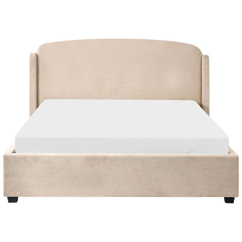 Upholstered Ottoman Storage Bed, Beige, European Kingsize (190 x219 cm)
