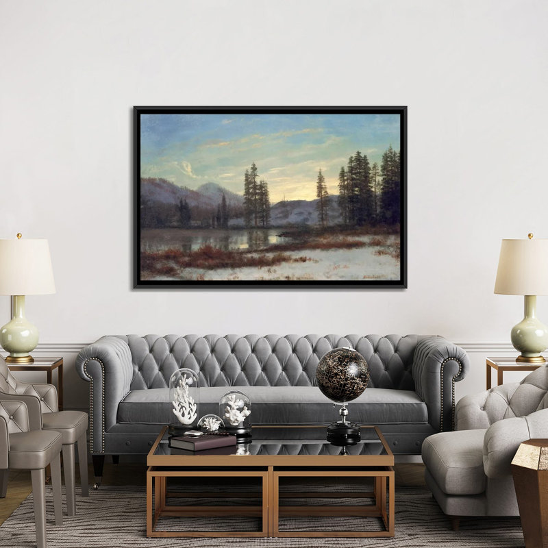 'Snow in the Rockies' Graphic Art Print on Canvas, 18" H x 26" W x 1.5" D, Black Framed Canvas, No Mat