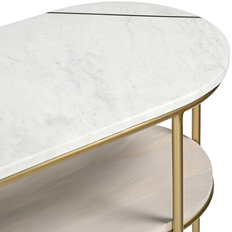 Anjanet 112cm Console Table, White Wood, Gold