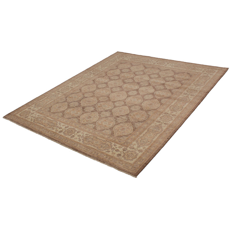 Tapis de bois one-of-kind à la main noué la 2010 ushak brun 8 pi x 10 pi Yeghia