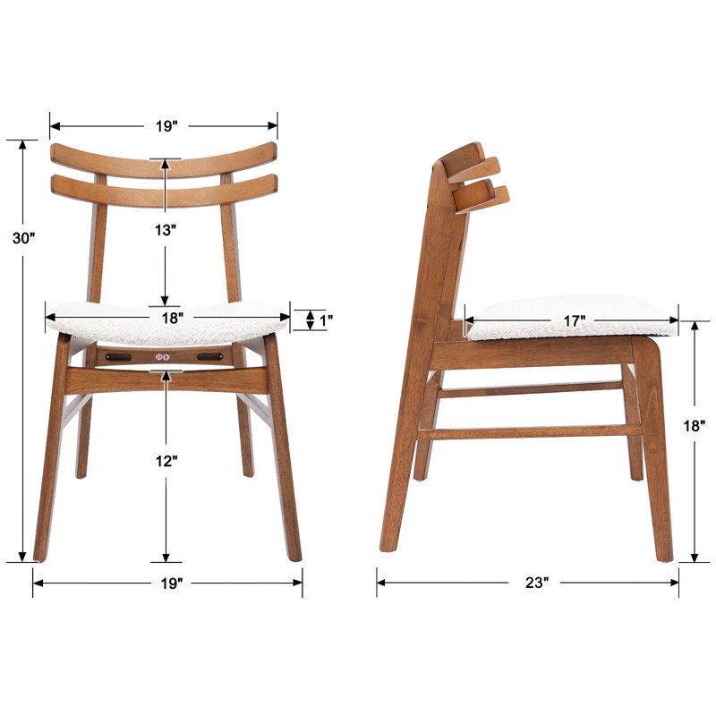 Modern Upholstered Dining Side Chairs With Curved & Solid Wood Legs For Dining Room/Living Room, Brown, Beige