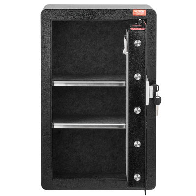 Single Door 3.5 cu.ft Safe Box with Key Lock and Password LED Light Black,organize cash, passports, jewelry, gold, watches and documents