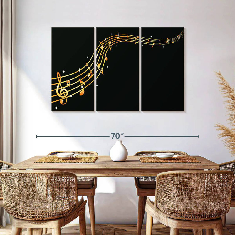 Abarca Flowing Golden Music Notes, 36" H x 57" W