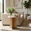 Table d'appoint 24 po en pierre et marbre brun moderne pour la maison, le bureau, la chambre à coucher et le salon