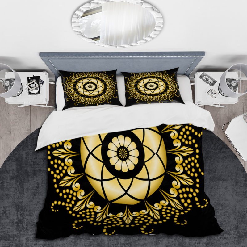 Vibrant Flower Mandala - Ensemble de housse de couette moderne - Microfibre de polyester