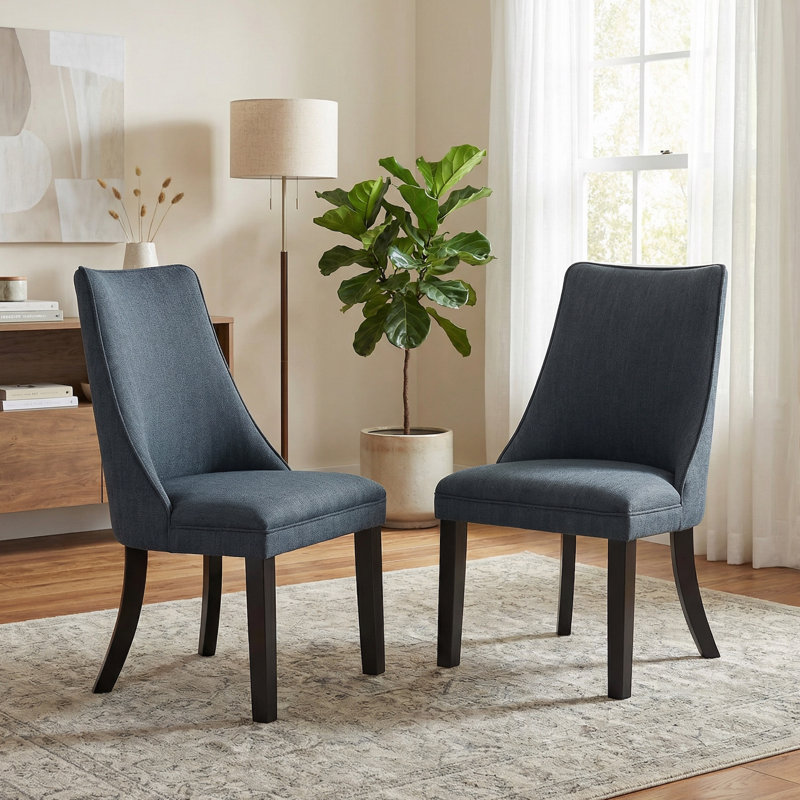 Chaises d'appoint de salle à manger rembourrées Paulson avec pieds en bois de noyer foncé (ensemble de 2)