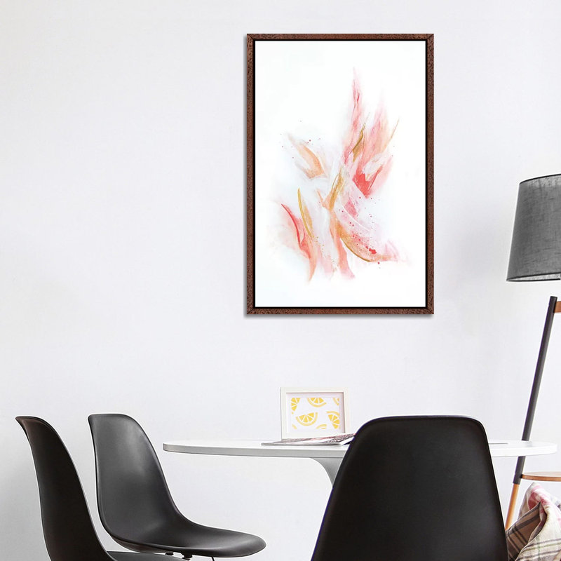 Rose Gold Ribbons - Print on Canvas, 101.6 cm H x 66.04 cm W, Classic Brown Wood Framed