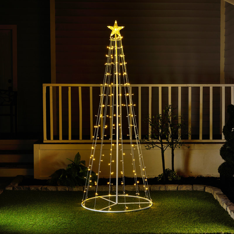 Arbre de Noël 82,67 po avec lumières DEL et étoiles, Blanc chaud