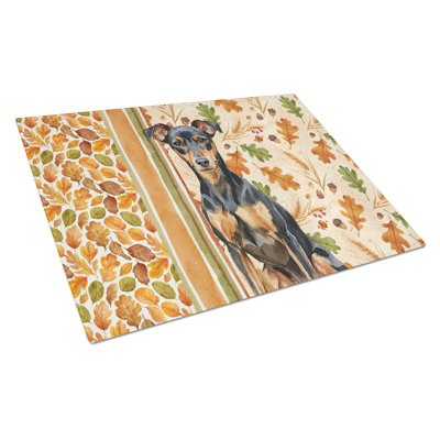 Manchester Terrier Heirloom Fall Glass Cutting Board
