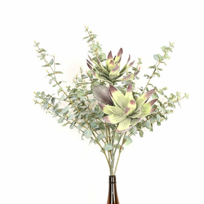 40" Artificial Succulent Eucalyptus Floral Arrangement For Vase Filler, Farmhouse Greenery Foliage Sprays Branch Long Stem Floral Bulk Bouquet For Wedding Party Home Office Table Centerpiece Shelf Decorations