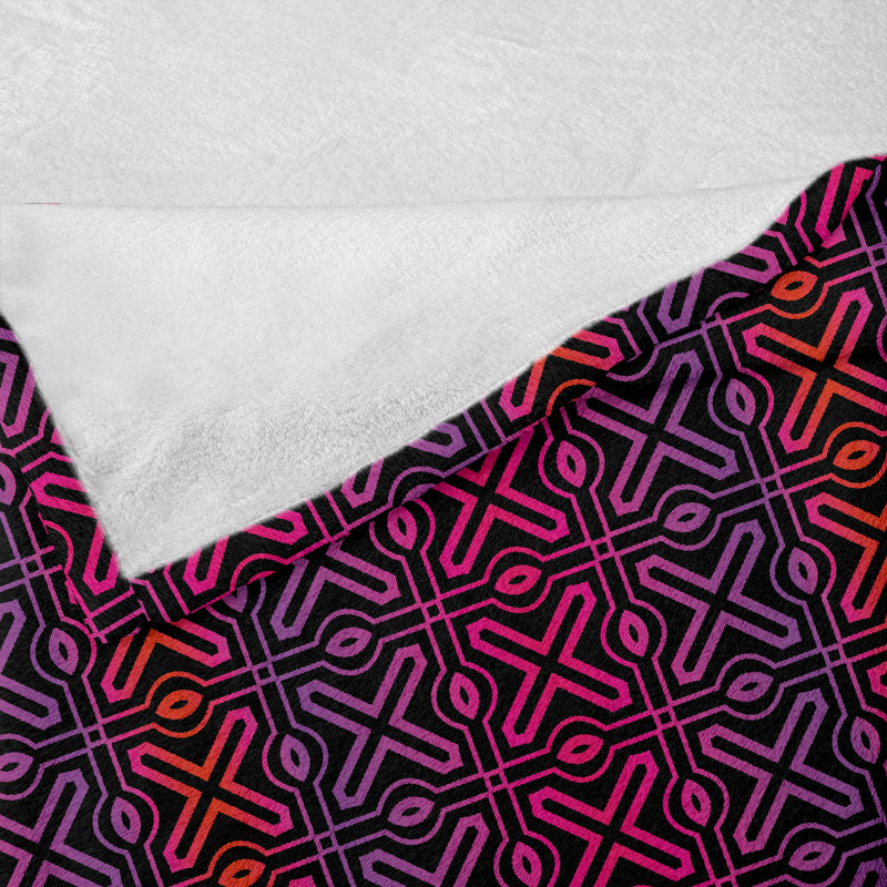 Ambesonne Geometric Throw Blanket Psychedelic Grid Motif, 50" W x 60" L