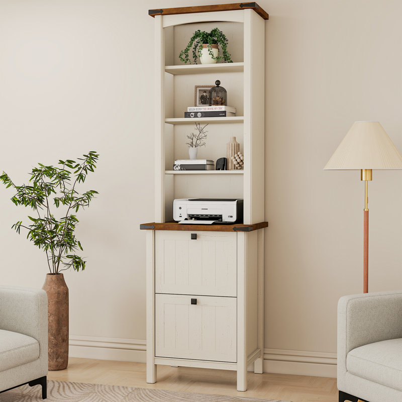 71'' Tall Standard Bookcase With 2 Drawers, White