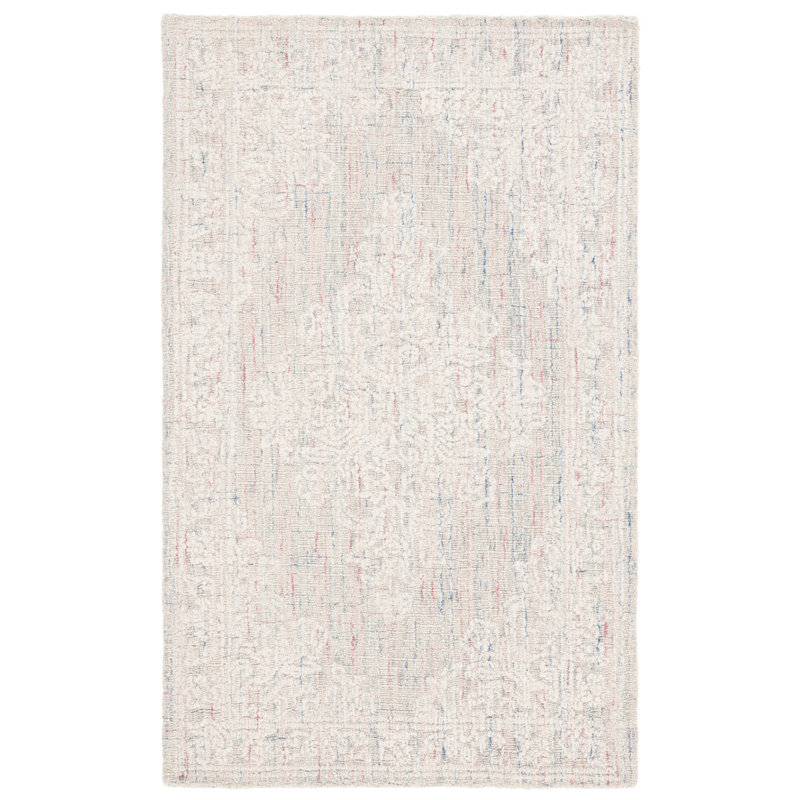 Hadees Hand Tufted Wool Cotton Pet Oriental Rug in Light Gray/Ivory, Rectangle 3' x 5'