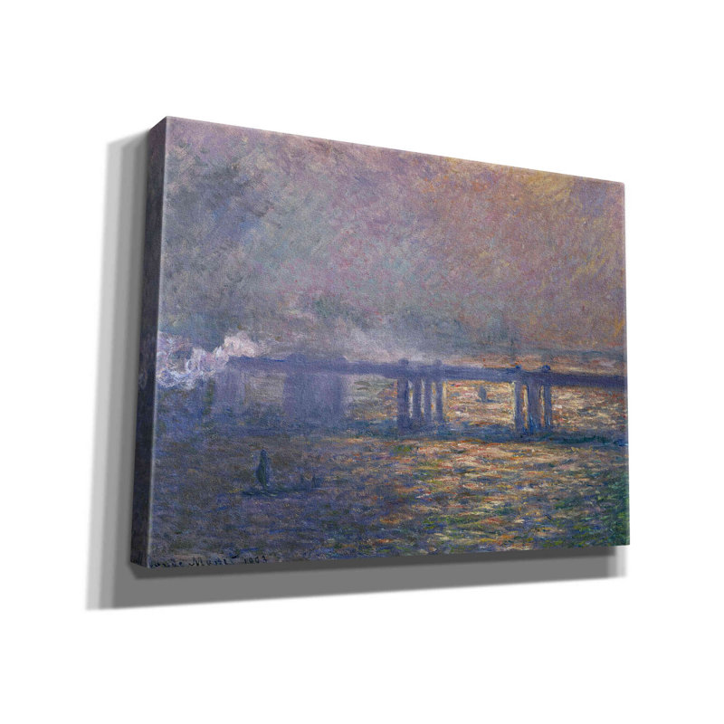 «Dorica Charing Cross Bridge» par Claude Monet - reproduction d'art sur toile tendue, H 12 po x l 16 po x P 0,75 po