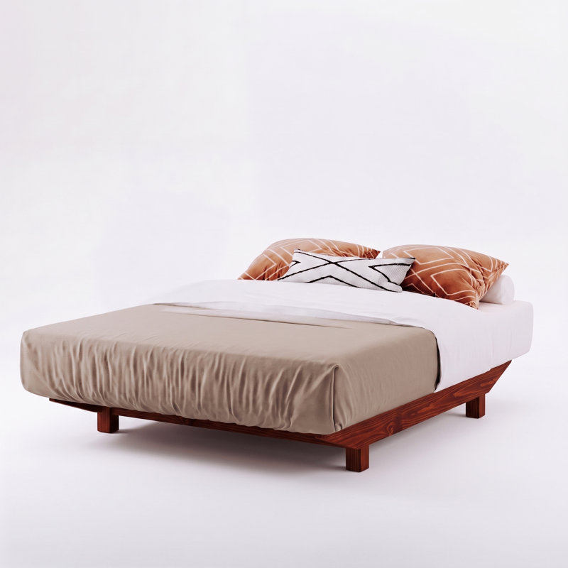 Base de lit Hardison, Très grand simple, Bois rouge
