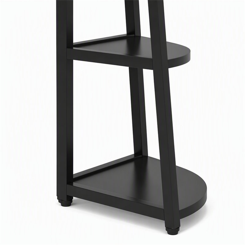 Étagère d'angle de 178 cm (70 po), tablette de rangement d'angle à 5 niveaux avec bibliothèque d'échelle, Noir