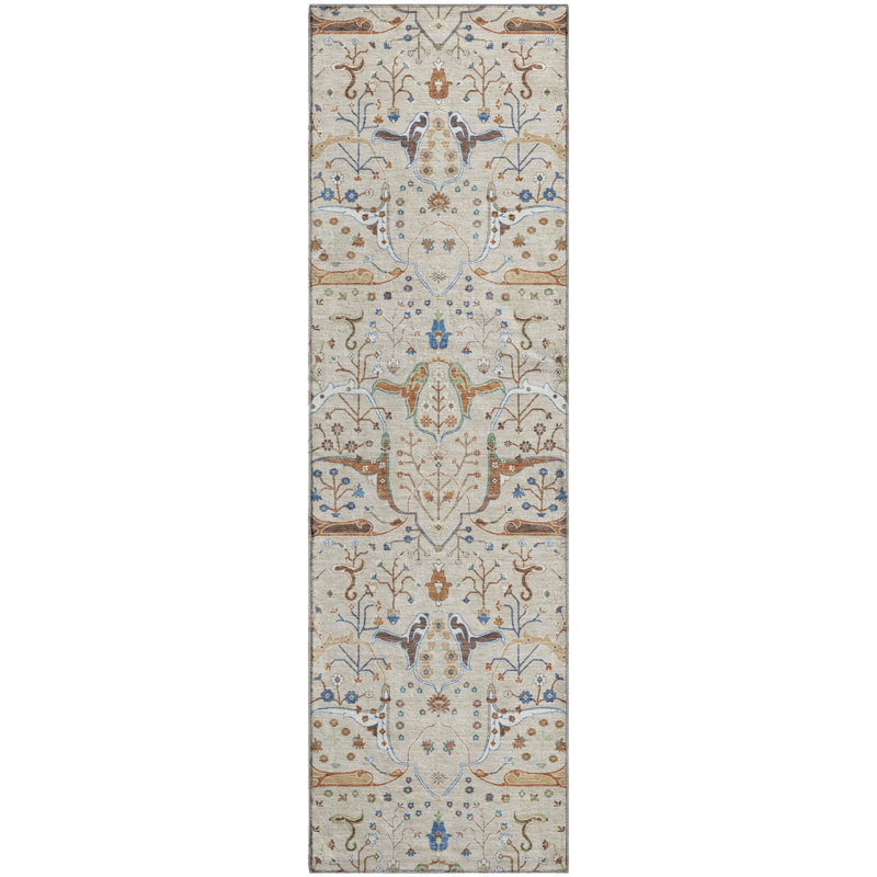Premium Machine Washable Mayfield AMF2250 Global Rug, 2'3" x 7'6" Runner, Beige