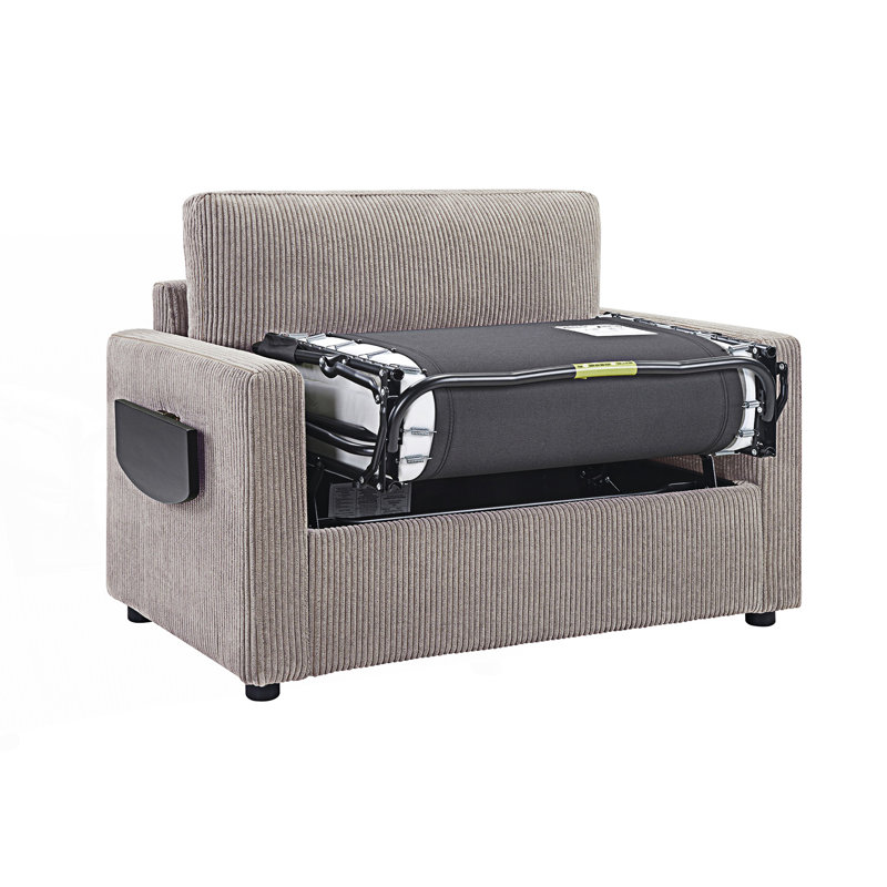 Canapé-lit simple, canapé-lit, canapé-lit avec matelas pliable, Gris / Brun