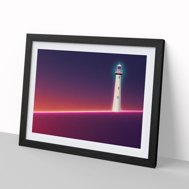 Astounding Lighthouse - Single Picture Frame Print, 34cm H x 46cm W x 2cm D, Black Framed