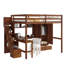 Lit mezzanine multifonctionnel avec armoire de bureau intégrée et escalier de rangement