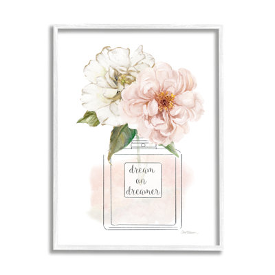 «Dream on Dreamer Expression Pink Florals Perfume Bottle» par Carol Robinson - peinture sur toile