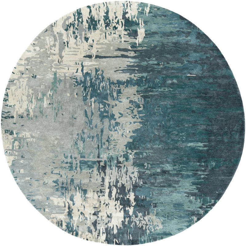 Ratcliff Hand Tufted Abstract Indoor Rug, Round 8'
