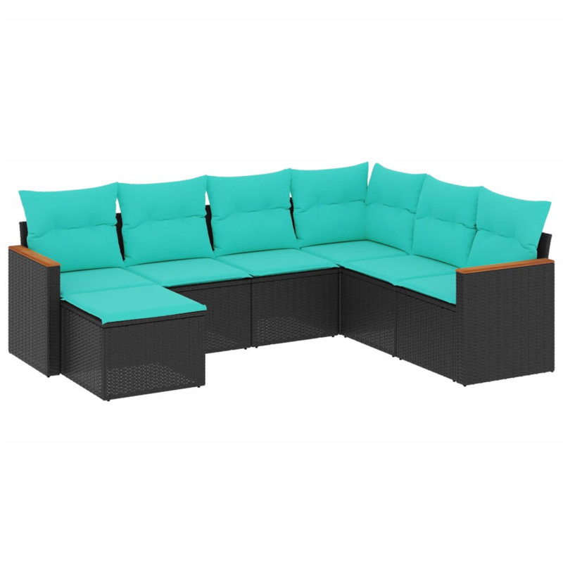 Ensemble de canapé d'extérieur noir et bleu
