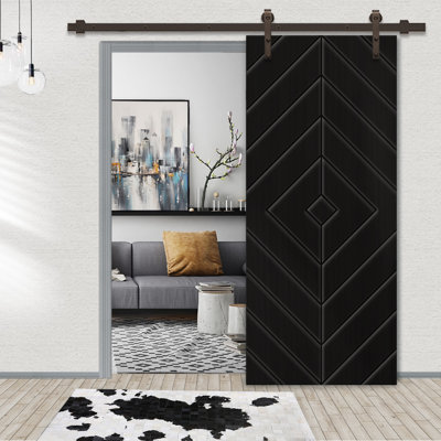 Hollow Paneled Painted without Installation Hardware Kit Barn Door