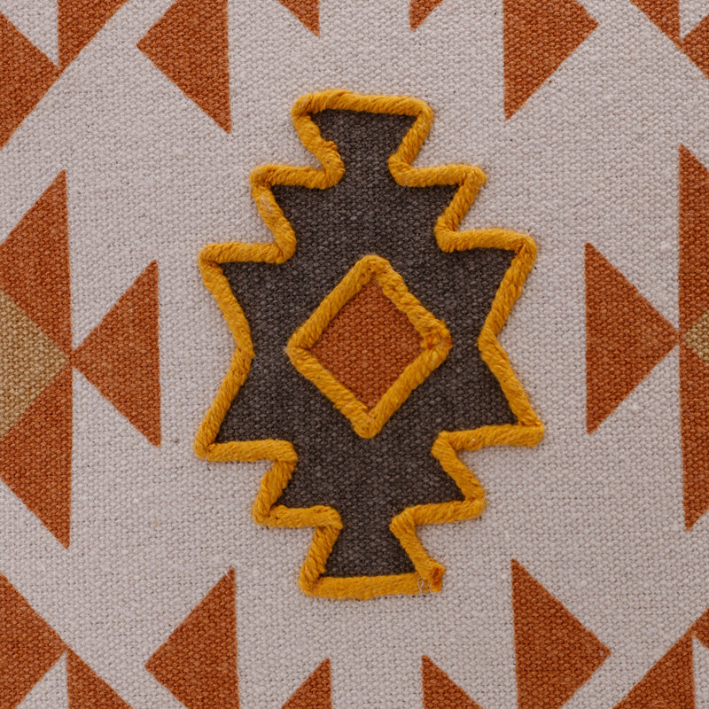 Housse de coussin géométrique 100% coton, Orange, Housse de coussin seulement - sans coussin