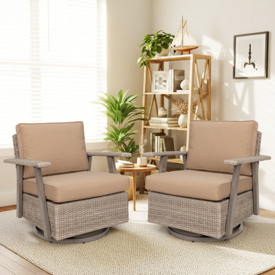 Arusha 2 - Person Outdoor Swivel Chairs With Cushions by Latitude Run