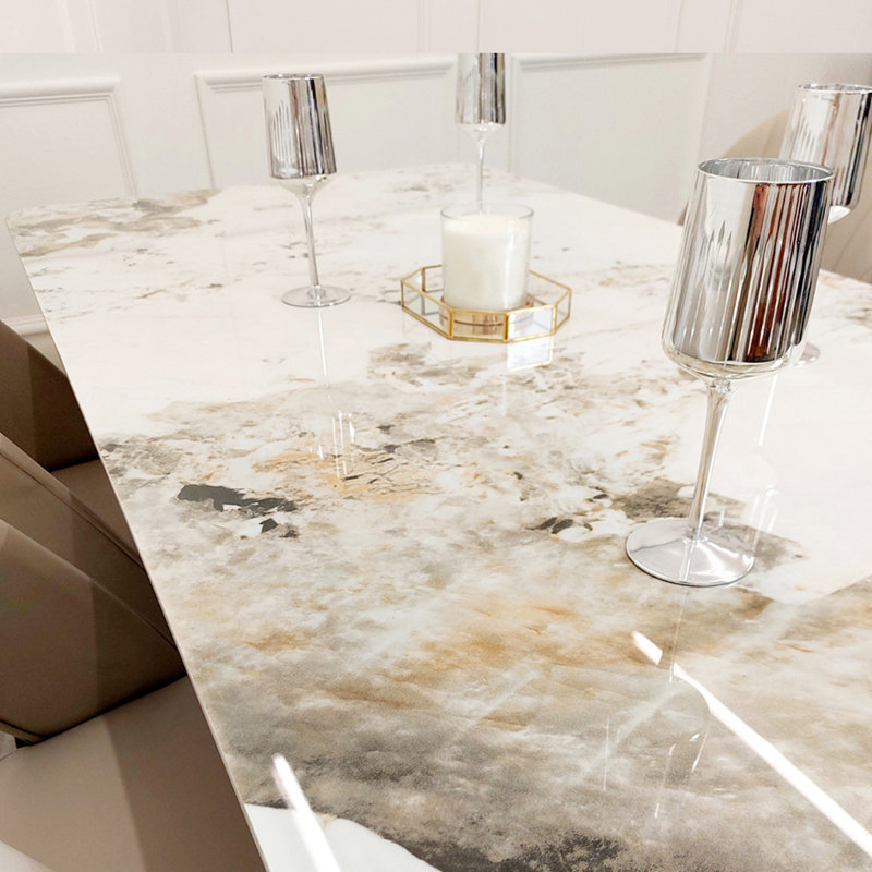 Stone Top Metal Base Dining Table