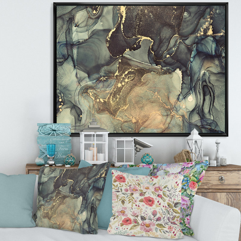 «Black Gold Infusé», reproduction d'art sur toile, H 24 po x l 32 po x P 1 po, Cadre flottant noir