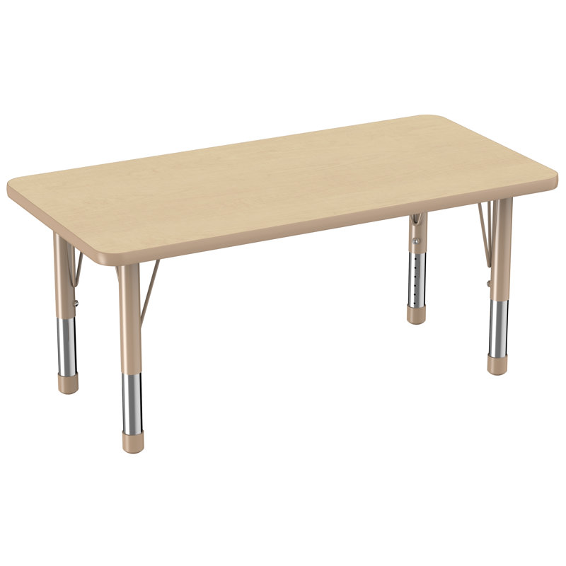 Table d'activité rectangulaire à hauteur réglable en forme de T, 24 po x 48 po, Gris / rouge / noir, Épais
