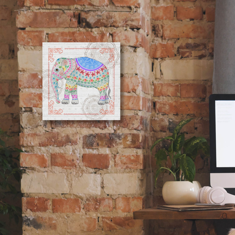 «Deco Elephant» par Fiona Stokes-Gilbert, art mural sur toile, H 12 po x l 12 po x P 0,75 po