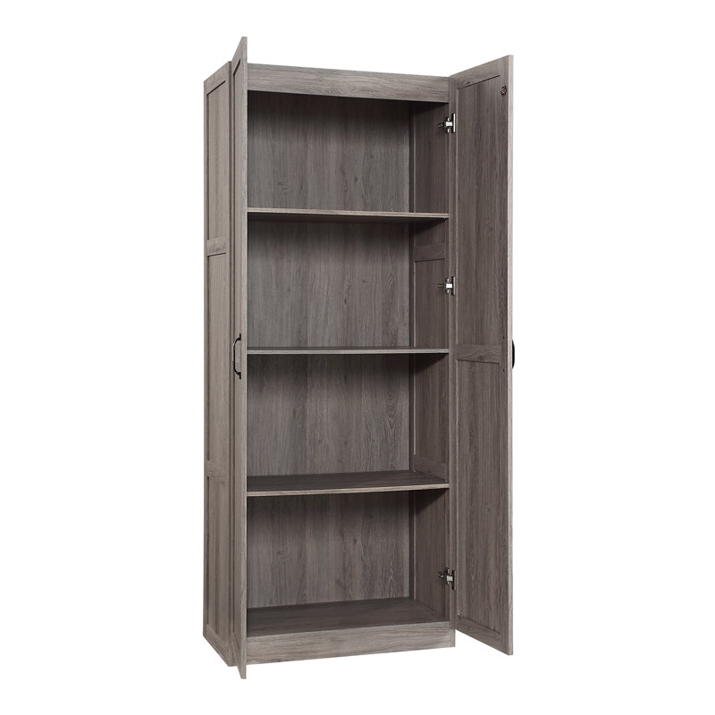 Armoire de rangement moderne Cornelia avec 4 tablettes fixes et réglables de couleur grise, Gris