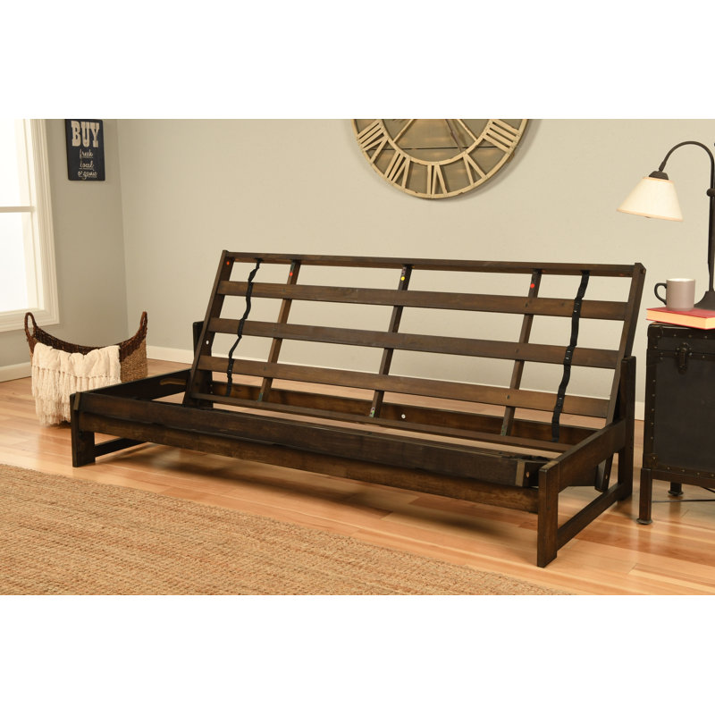 Stratford Full / Double 74 " Upholstered Futon and Mattress, Gray Polyester Twill
